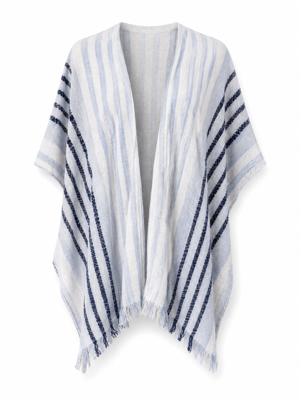 American Eagle Stripe Fringe Hem Open Front Kimono Wrap Shawl Cardigan